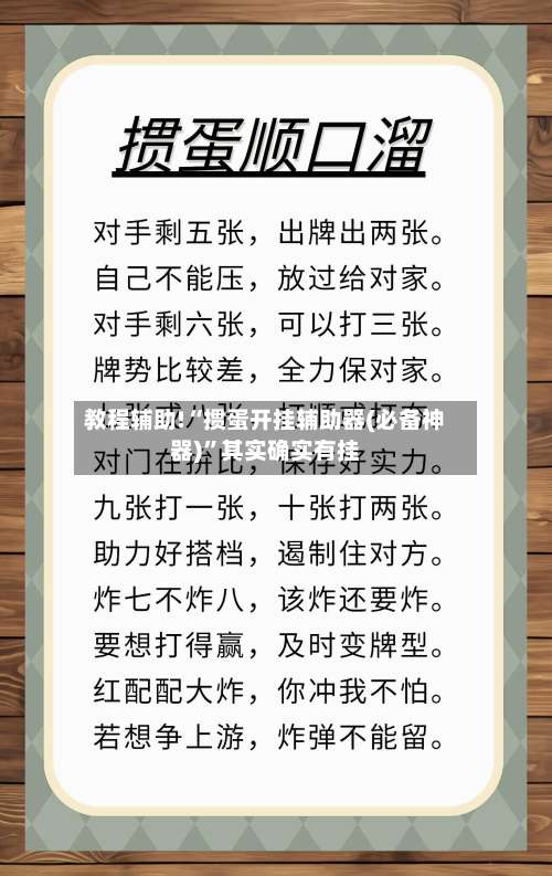 教程辅助!“掼蛋开挂辅助器(必备神器)”其实确实有挂-第3张图片