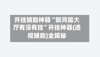 开挂辅助神器“新鸿狐大厅有没有挂”开挂神器{透视辅助}全揭秘-第1张图片
