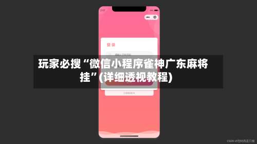 玩家必搜“微信小程序雀神广东麻将挂”(详细透视教程)-第2张图片