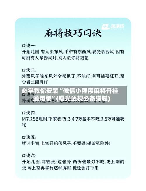 必学教你安装“微信小程序麻将开挂通用版”(曝光透视必备猫腻)-第2张图片