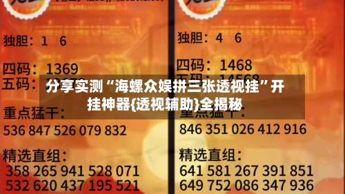 分享实测“海螺众娱拼三张透视挂”开挂神器{透视辅助}全揭秘-第2张图片