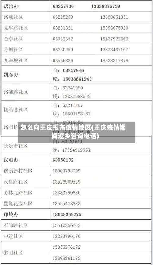 怎么向重庆报备疫情地区(重庆疫情期间返乡咨询电话)-第1张图片
