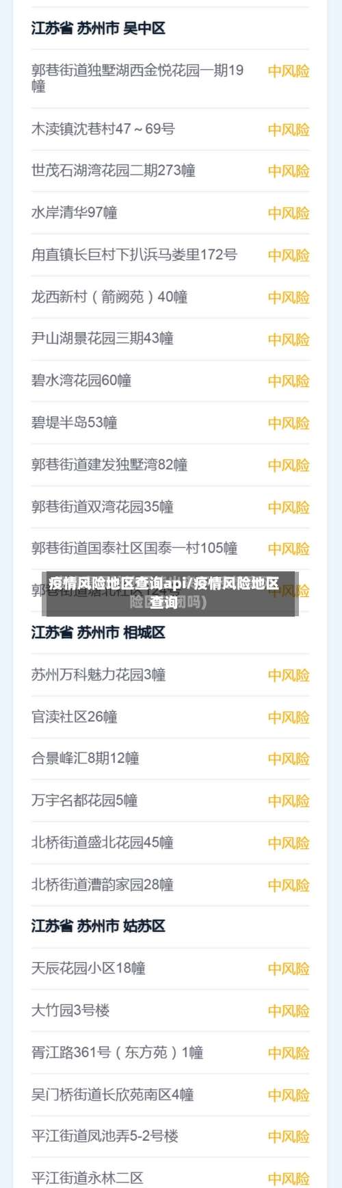 疫情风险地区查询api/疫情风险地区查询-第3张图片